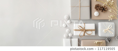 Beautiful Holiday Design Background with Gifts 117119505
