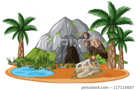 Tropical Island with Vulture 117119887