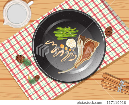 Gourmet Meal on Checkered Tablecloth 117119918