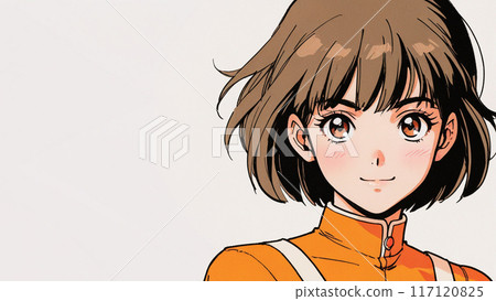 Short-haired woman in Halloween costume 117120825