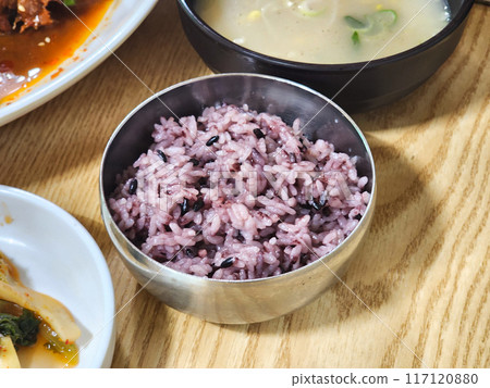 korean meal steam purple rice korean meal steam purple rice 117120880