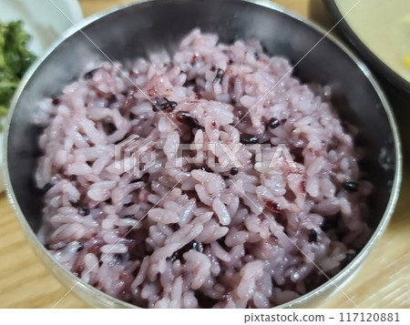 korean meal steam purple rice 117120881