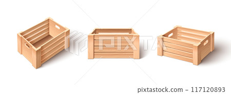 Wooden crates set isolated on white background Wooden crates set isolated on white background 117120893