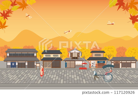 Autumn townhouse scenery 117120926
