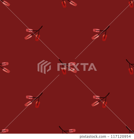 Watercolor seamless pattern with twigs and autumn leaves. Pattern for seasonal wrapping paper, fabric, textile. Watercolor seamless pattern with twigs and autumn leaves. Pattern for seasonal wrapping paper, fabric, textile. 117120954