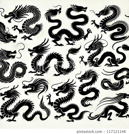 各種龍的剪影（龍） 117121146