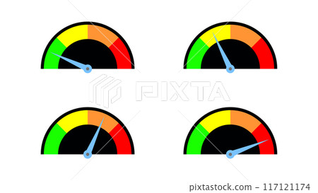 level meter with indicator set isolated on white background level meter with indicator set isolated on white background 117121174