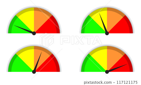 level meter with indicator set isolated on white background 117121175