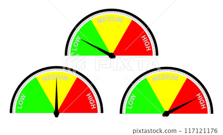 level meter with indicator set isolated on white background 117121176