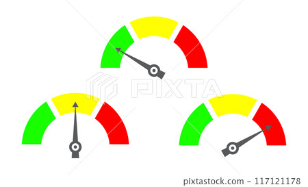 level meter with indicator set isolated on white background 117121178