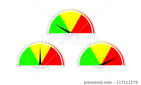 level meter with indicator set isolated on white background level meter with indicator set isolated on white background 117121179
