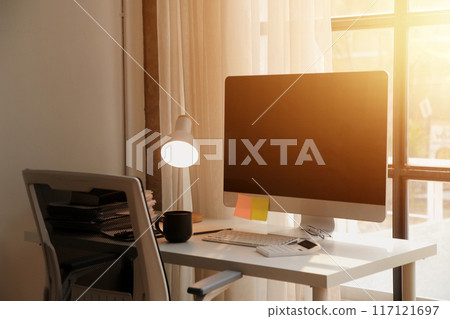 messy office workspace. Messy and cluttered office desk. Messy business office with piles of files and disorganized clutter. messy office workspace. Messy and cluttered office desk. Messy business office with piles of files and disorganized clutter. 117121697