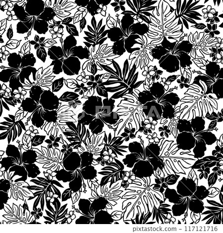 Hibiscus textile pattern perfect for aloha shirts, Hibiscus textile pattern perfect for aloha shirts, 117121716