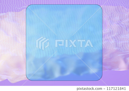 Holographic background with fluid, liquid texture and square matte glass with copy space for text. Color gradient, y2k style, 2000s. Iridescent surface. 3D render. Holographic background with fluid, liquid texture and square matte glass with copy space for text. Color gradient, y2k style, 2000s. Iridescent surface. 3D render. 117121841