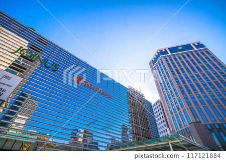 Yokohama cityscape in Japan in August. In front of Yokohama Station. View of Yokohama Takashimaya, Sotetsu Joinus, Sheraton H, etc. = August 4th Yokohama cityscape in Japan in August. In front of Yokohama Station. View of Yokohama Takashimaya, Sotetsu Joinus, Sheraton H, etc. = August 4th 117121884