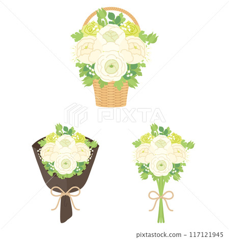 毛茛屬花束套裝白色 117121945