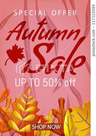 Autumn Sale glued paper with wrinkles effect realistic Autumn Sale glued paper with wrinkles effect realistic 117122084
