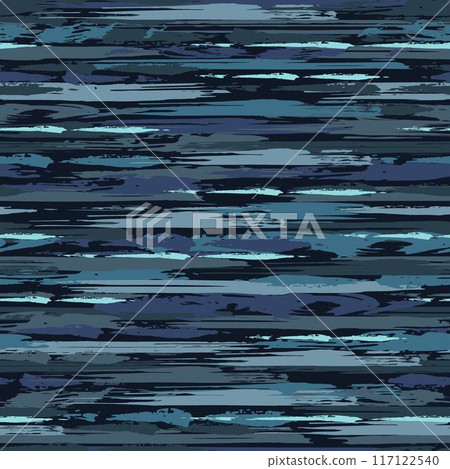 Seamless blue camo pattern with horizontal stripes 117122540