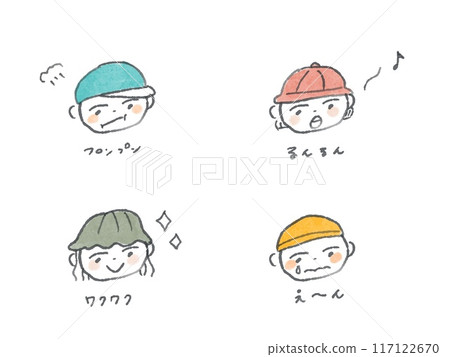 各種表情的兒童線條描圖(彩色) 各種表情的兒童線條描圖(彩色) 117122670