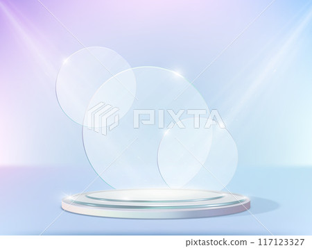 Glass podium with circles 3d icon vector illustration 117123327