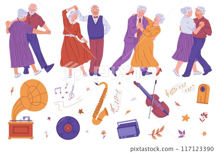 Senior dance and music vector set 117123390