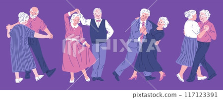 Senior couples dancing vector set 117123391