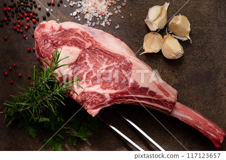 Tomahawk beef bone-in meat 117123657