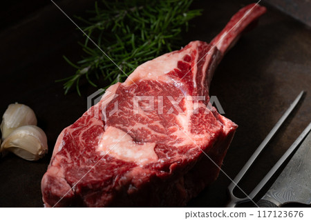 Tomahawk beef bone-in meat Tomahawk beef bone-in meat 117123676