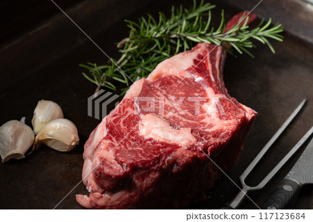 Tomahawk beef bone-in meat 117123684