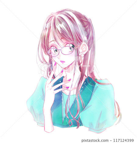 A woman with glasses and a ponytail 117124399