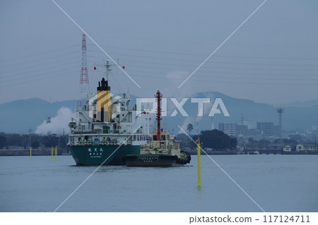 Omuta City Miike Port Tanker entering port 117124711