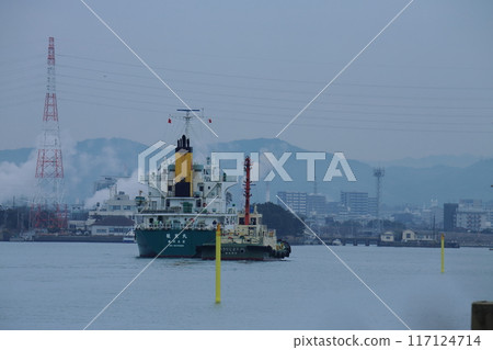 Omuta City Miike Port Tanker entering port Omuta City Miike Port Tanker entering port 117124714