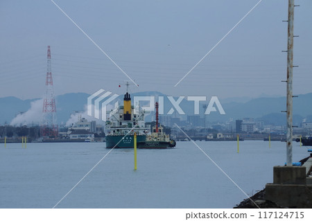 Omuta City Miike Port Tanker entering port 117124715