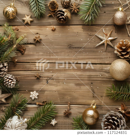 Christmas Abstract decoration of wooden back. Christmas Abstract decoration of wooden back. 117124831