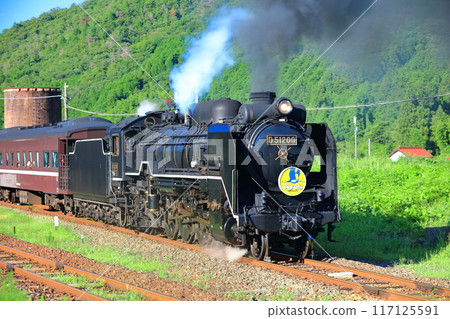 [Yamaguchi Prefecture] The SL Yamaguchi departs from Sasame Station, billowing black smoke. 117125591