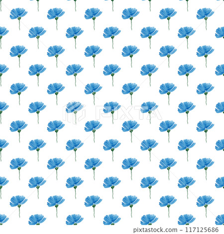 Seamless pattern of cornflowers for your design. Floral decor. Modern simple watercolor illustration. Floral element. Ideal for summer decor and clothing Seamless pattern of cornflowers for your design. Floral decor. Modern simple watercolor illustration. Floral element. Ideal for summer decor and clothing 117125686