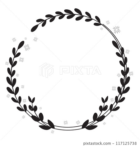 Floral round frame with stars 117125738