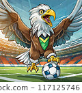 Steller's sea eagle chasing a soccer ball 117125746