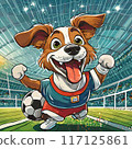 Dog with a soccer ball 117125861