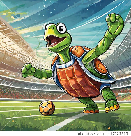 Turtle playing with soccer ball 117125865