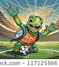 Turtle playing with soccer ball 117125866
