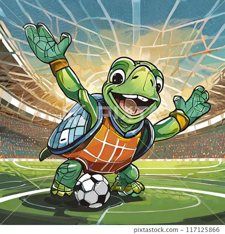 Turtle playing with soccer ball 117125866