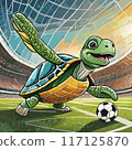 Turtle playing with soccer ball 117125870