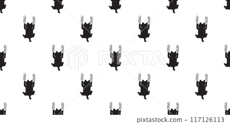 cat seamless pattern black kitten scratch hanging calico neko vector cartoon pet doodle tile background gift wrapping paper repeat wallpaper scarf isolated illustration design 117126113