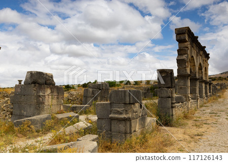 Volubilis is a partly-excavated Berber-Roman city in Morocco situated near the city of Meknes 117126143