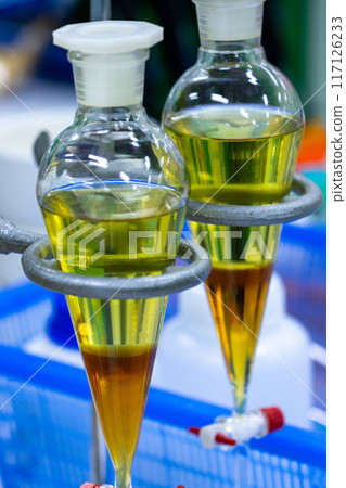 Electroplating experiment in chemistry laboratory. Electroplating experiment in chemistry laboratory. 117126233