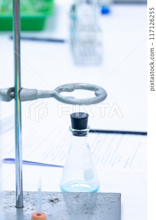 Electroplating experiment in chemistry laboratory. 117126255