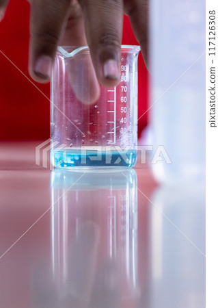 Electroplating experiment in chemistry laboratory. 117126308