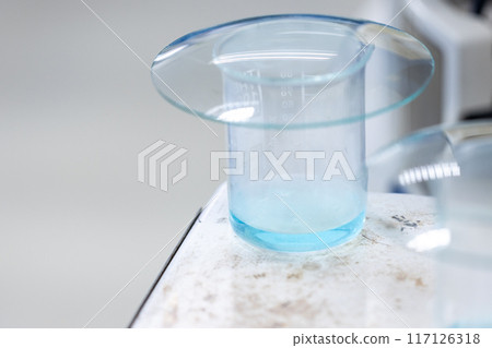 Electroplating experiment in chemistry laboratory. Electroplating experiment in chemistry laboratory. 117126318