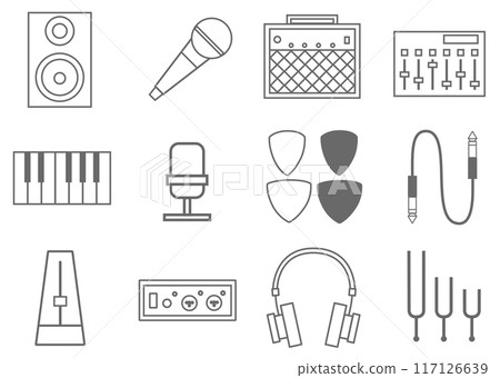 Music equipment illustration set 117126639